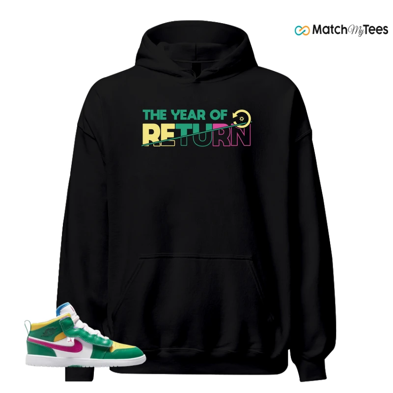 NIKE AIR JORDAN 1 MID ALT MALACHITE WHITE UNIVERSITY GOLD ACTIVE PINK (PS) SNEAKER Matching Tees hoodie