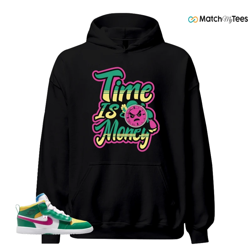 NIKE AIR JORDAN 1 MID ALT MALACHITE WHITE UNIVERSITY GOLD ACTIVE PINK (PS) SNEAKER Matching Tees hoodie