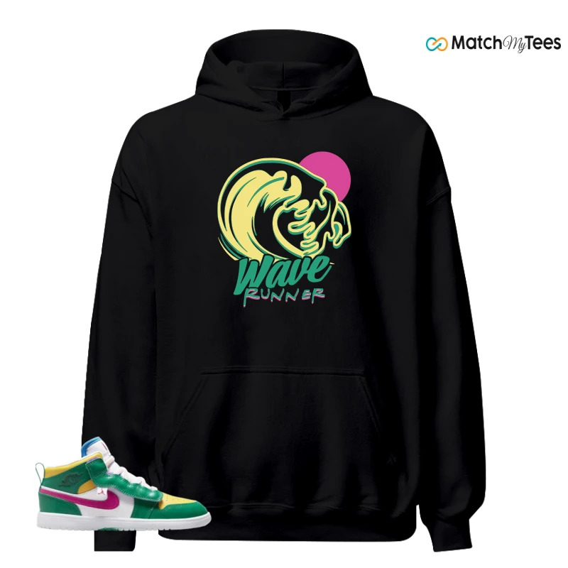 NIKE AIR JORDAN 1 MID ALT MALACHITE WHITE UNIVERSITY GOLD ACTIVE PINK (PS) SNEAKER Matching Tees hoodie