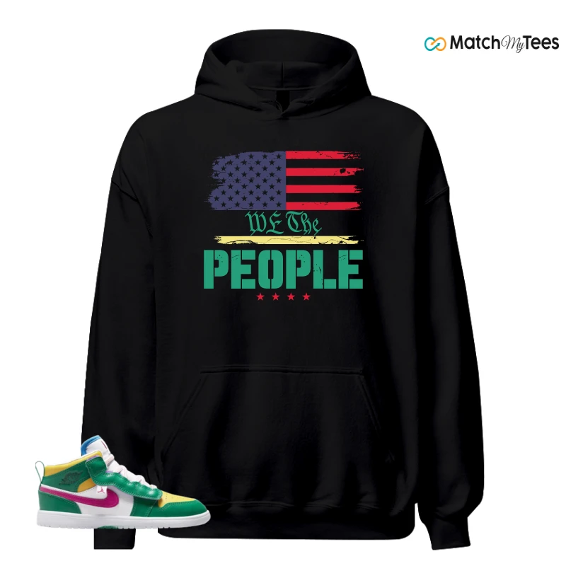 NIKE AIR JORDAN 1 MID ALT MALACHITE WHITE UNIVERSITY GOLD ACTIVE PINK (PS) SNEAKER Matching Tees hoodie