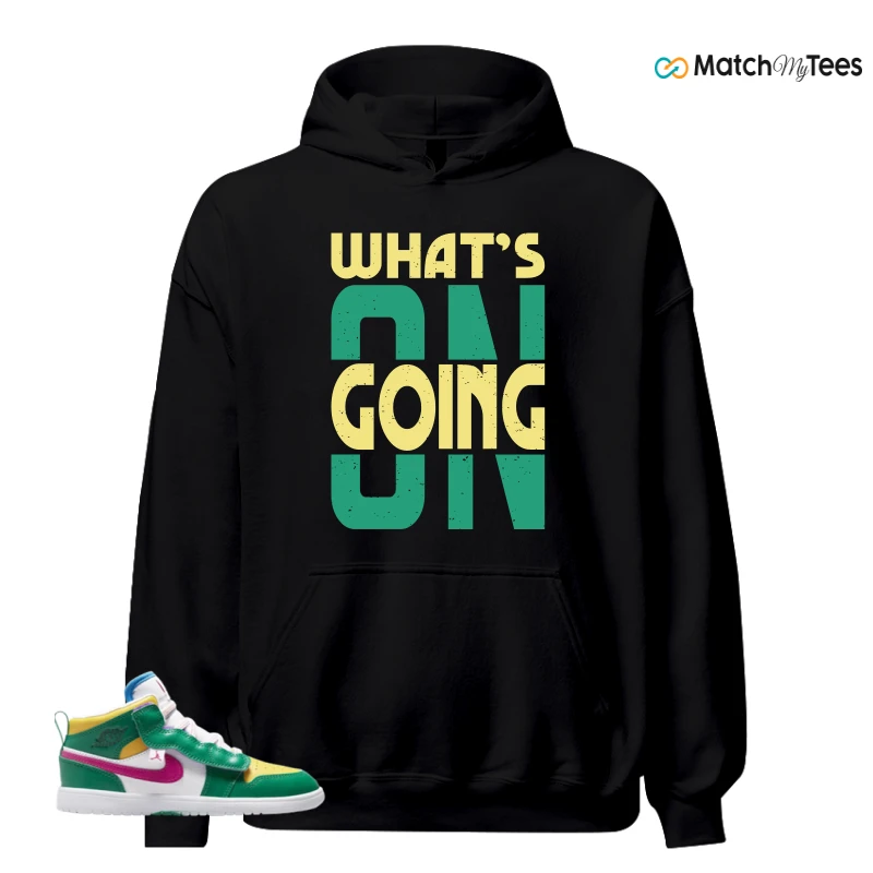NIKE AIR JORDAN 1 MID ALT MALACHITE WHITE UNIVERSITY GOLD ACTIVE PINK (PS) SNEAKER Matching Tees hoodie