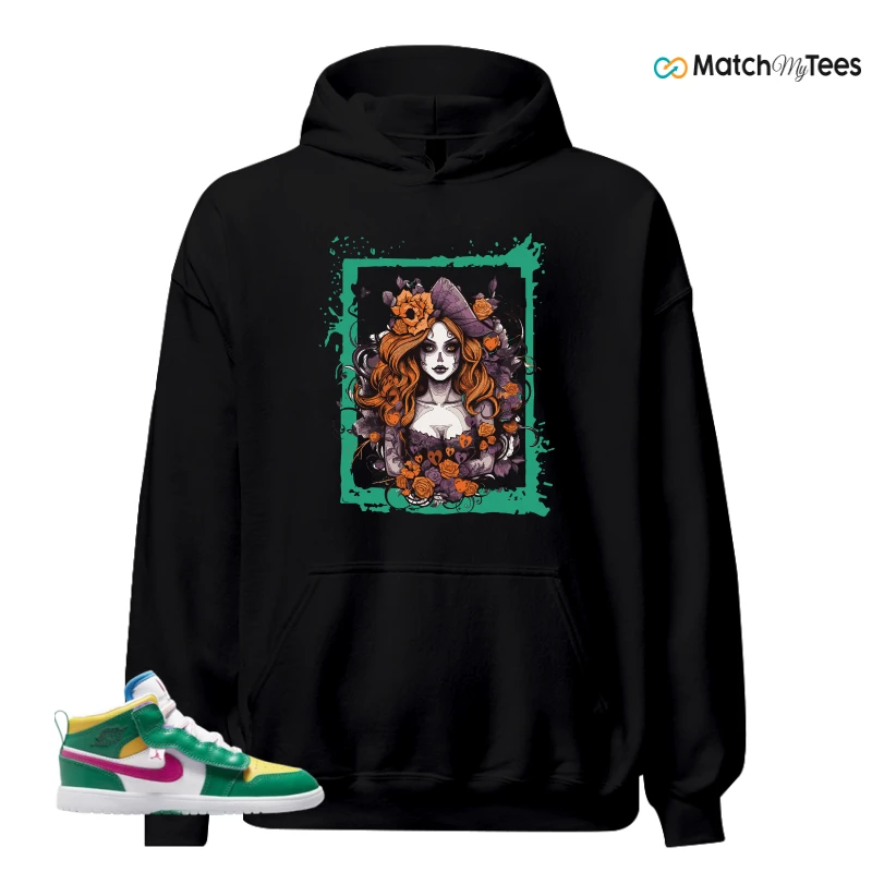NIKE AIR JORDAN 1 MID ALT MALACHITE WHITE UNIVERSITY GOLD ACTIVE PINK (PS) SNEAKER Matching Tees hoodie