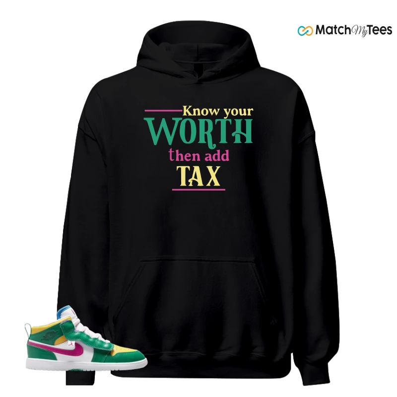 NIKE AIR JORDAN 1 MID ALT MALACHITE WHITE UNIVERSITY GOLD ACTIVE PINK (PS) SNEAKER Matching Tees hoodie