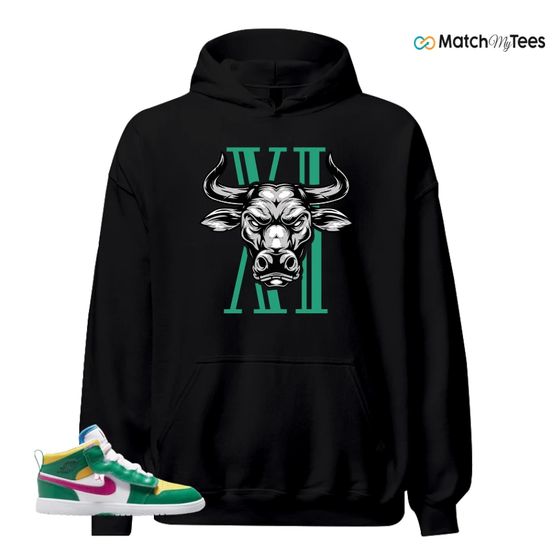 NIKE AIR JORDAN 1 MID ALT MALACHITE WHITE UNIVERSITY GOLD ACTIVE PINK (PS) SNEAKER Matching Tees hoodie