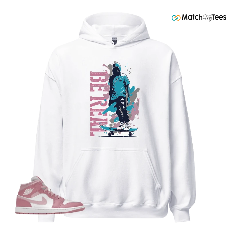 NIKE AIR JORDAN 1 MID ELEMENTAL PINK ICED CARMINE (WOMEN'S) SNEAKER Matching Tees hoodie