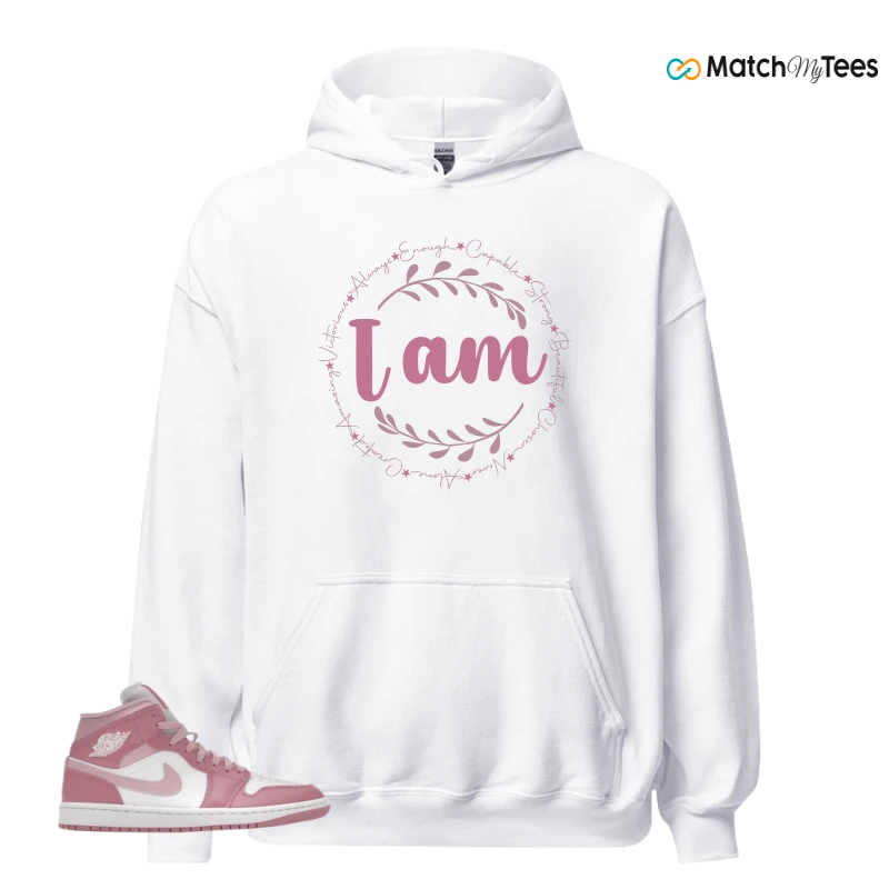 NIKE AIR JORDAN 1 MID ELEMENTAL PINK ICED CARMINE (WOMEN'S) SNEAKER Matching Tees hoodie