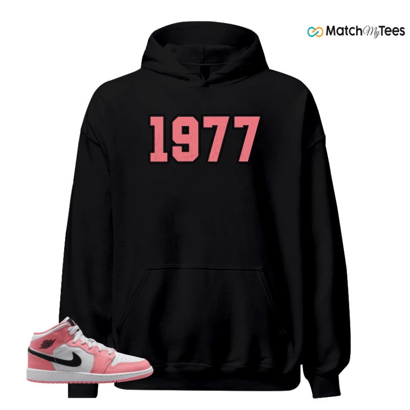 NIKE AIR JORDAN 1 MID GS PINK GAZE WHITE SNEAKER Matching Tees hoodie