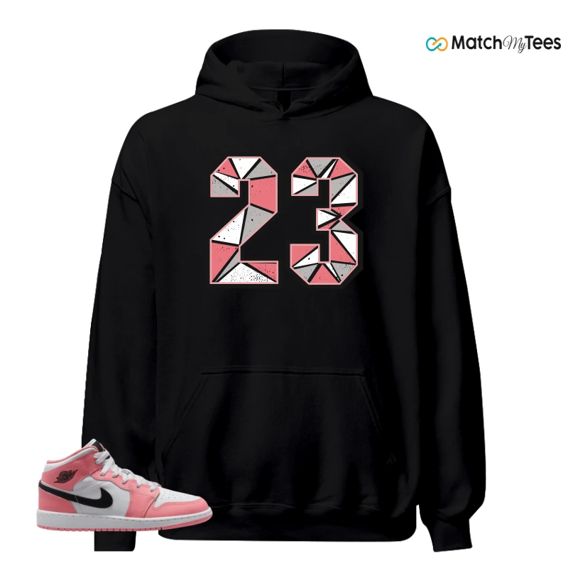 NIKE AIR JORDAN 1 MID GS PINK GAZE WHITE SNEAKER Matching Tees hoodie