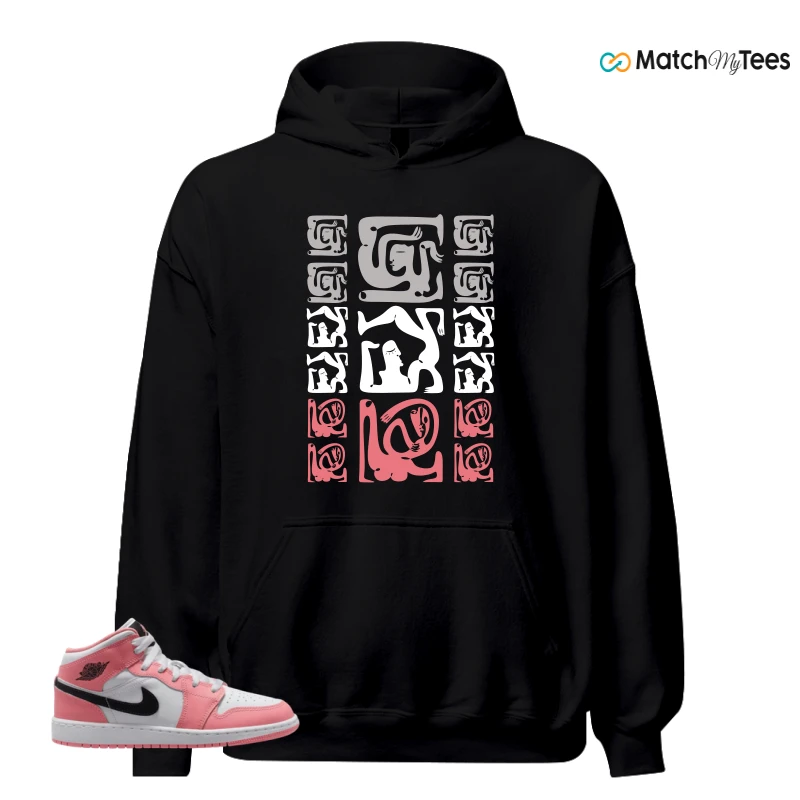 NIKE AIR JORDAN 1 MID GS PINK GAZE WHITE SNEAKER Matching Tees hoodie