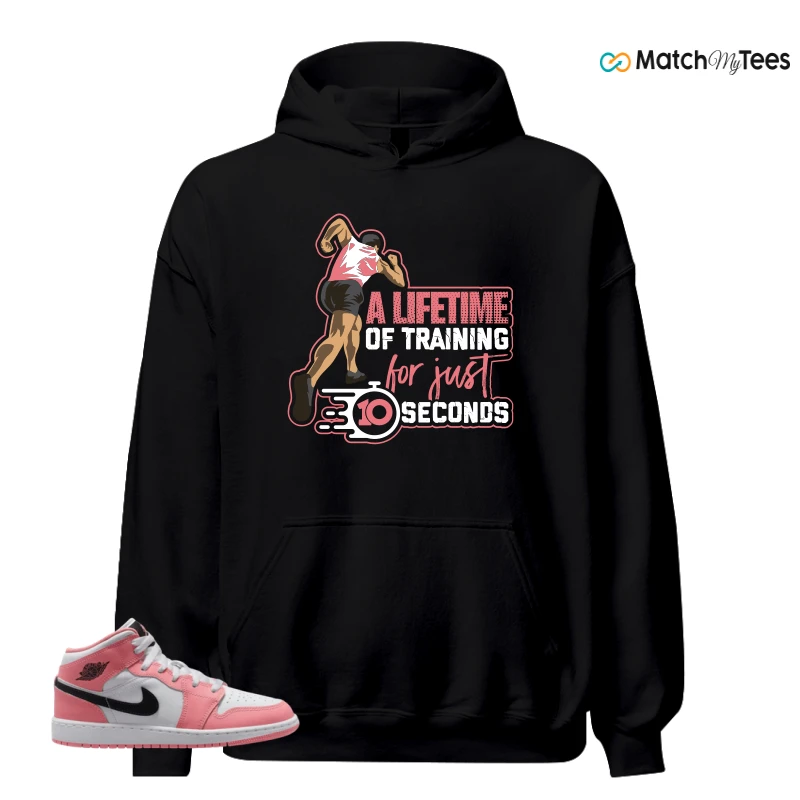 NIKE AIR JORDAN 1 MID GS PINK GAZE WHITE SNEAKER Matching Tees hoodie