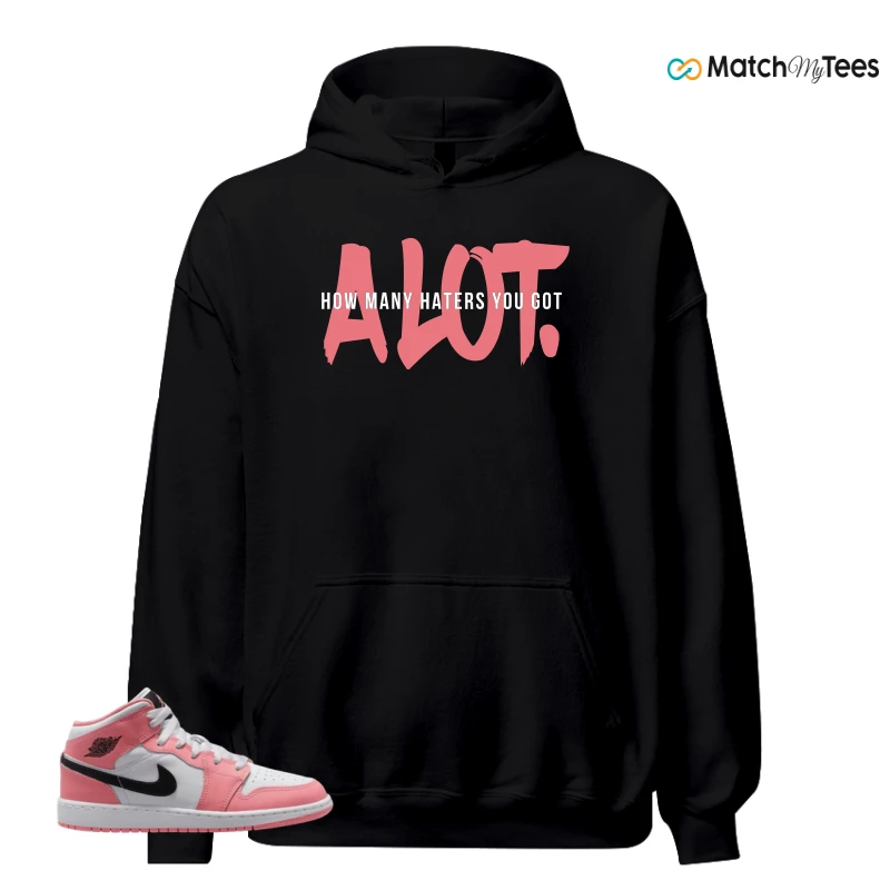 NIKE AIR JORDAN 1 MID GS PINK GAZE WHITE SNEAKER Matching Tees hoodie
