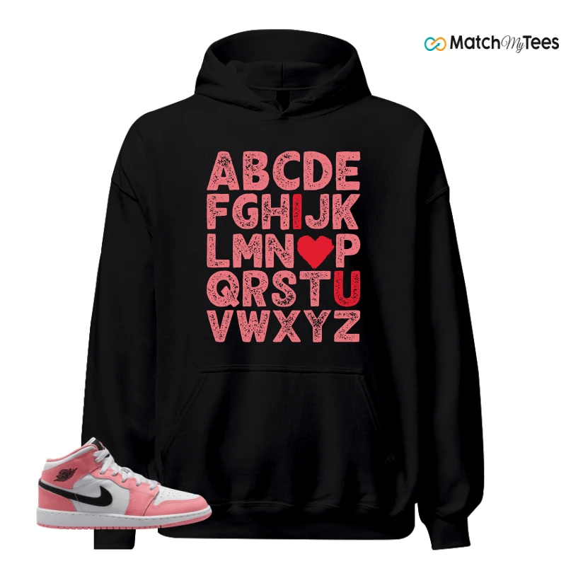 NIKE AIR JORDAN 1 MID GS PINK GAZE WHITE SNEAKER Matching Tees hoodie