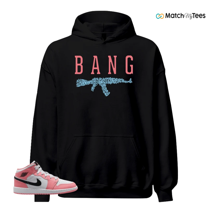 NIKE AIR JORDAN 1 MID GS PINK GAZE WHITE SNEAKER Matching Tees hoodie
