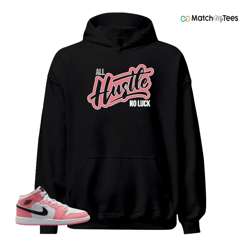 NIKE AIR JORDAN 1 MID GS PINK GAZE WHITE SNEAKER Matching Tees hoodie