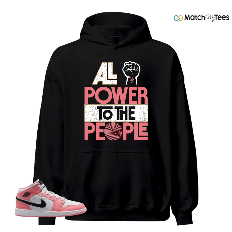 NIKE AIR JORDAN 1 MID GS PINK GAZE WHITE SNEAKER Matching Tees hoodie