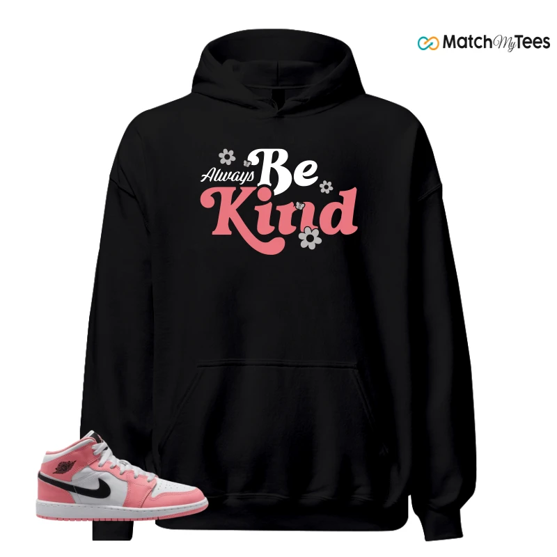 NIKE AIR JORDAN 1 MID GS PINK GAZE WHITE SNEAKER Matching Tees hoodie