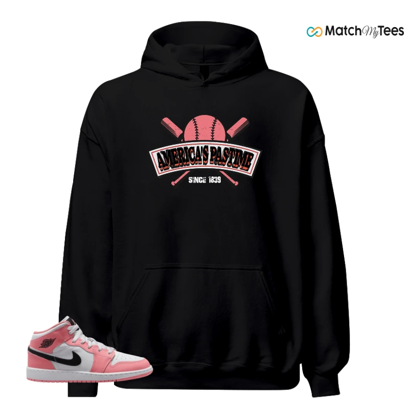 NIKE AIR JORDAN 1 MID GS PINK GAZE WHITE SNEAKER Matching Tees hoodie