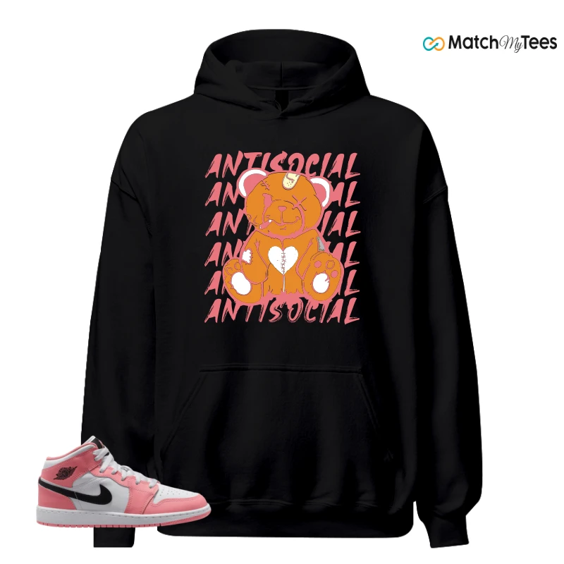 NIKE AIR JORDAN 1 MID GS PINK GAZE WHITE SNEAKER Matching Tees hoodie