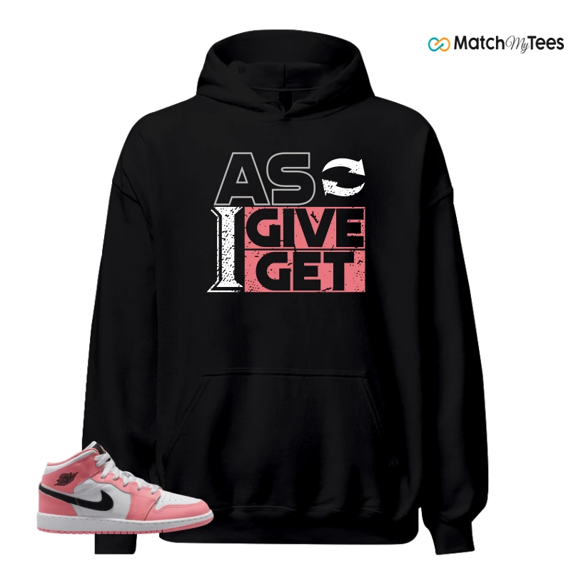 NIKE AIR JORDAN 1 MID GS PINK GAZE WHITE SNEAKER Matching Tees hoodie