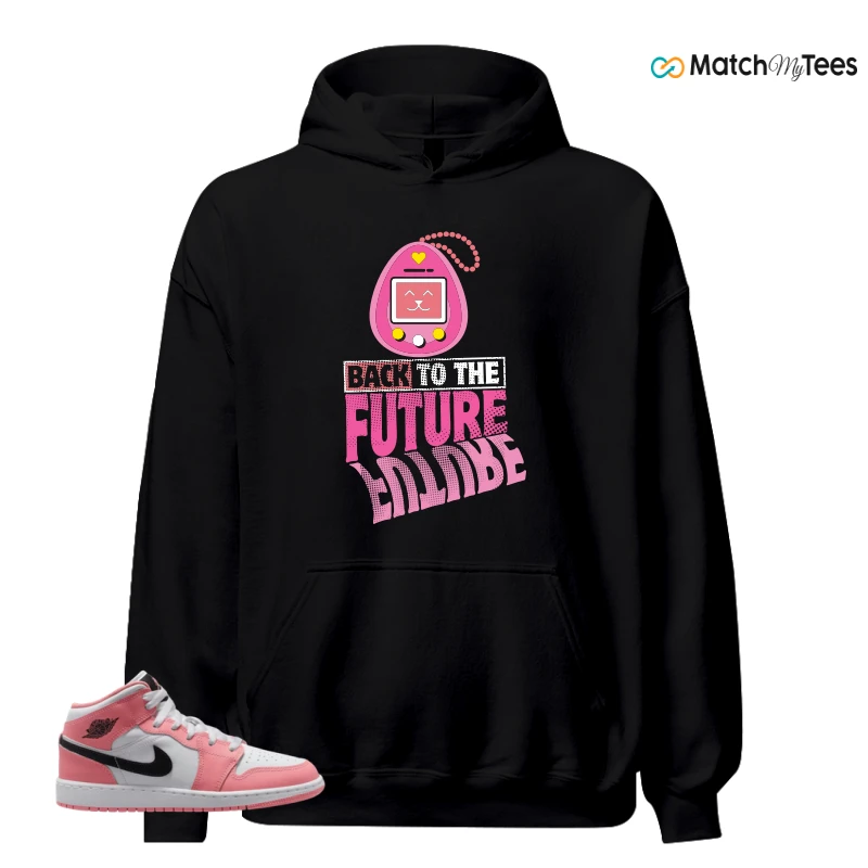 NIKE AIR JORDAN 1 MID GS PINK GAZE WHITE SNEAKER Matching Tees hoodie