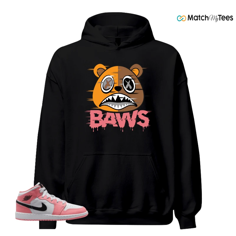 NIKE AIR JORDAN 1 MID GS PINK GAZE WHITE SNEAKER Matching Tees hoodie