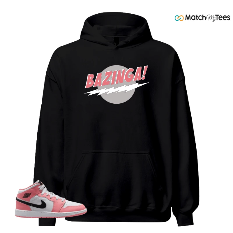 NIKE AIR JORDAN 1 MID GS PINK GAZE WHITE SNEAKER Matching Tees hoodie