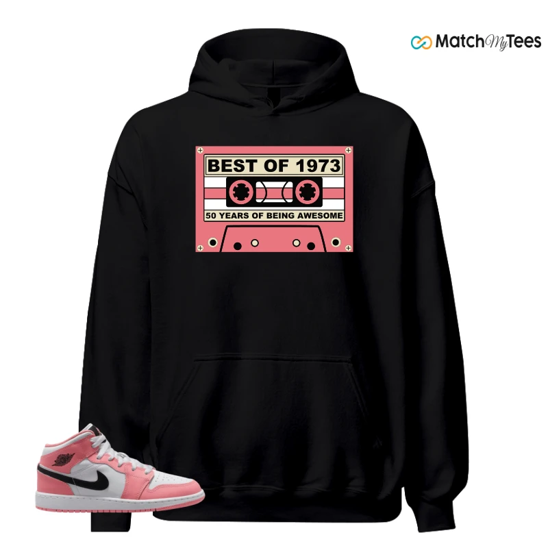 NIKE AIR JORDAN 1 MID GS PINK GAZE WHITE SNEAKER Matching Tees hoodie