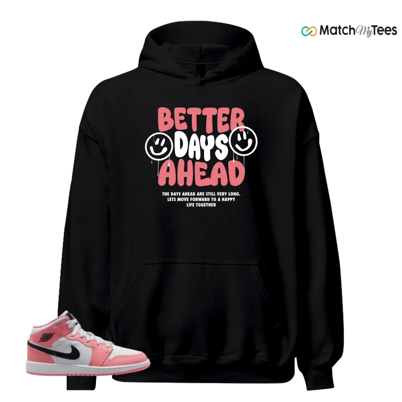 NIKE AIR JORDAN 1 MID GS PINK GAZE WHITE SNEAKER Matching Tees hoodie