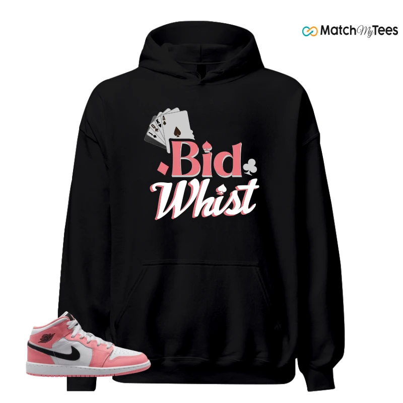NIKE AIR JORDAN 1 MID GS PINK GAZE WHITE SNEAKER Matching Tees hoodie