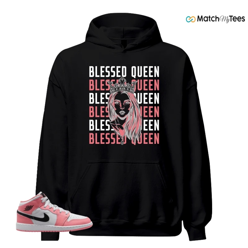 NIKE AIR JORDAN 1 MID GS PINK GAZE WHITE SNEAKER Matching Tees hoodie