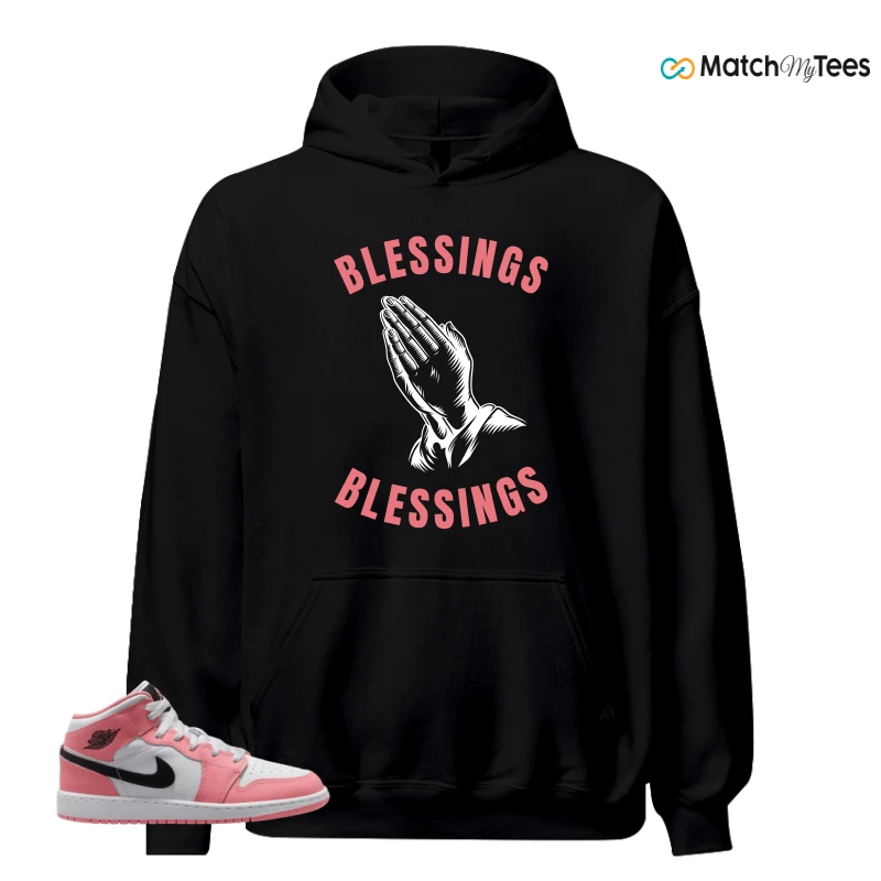 NIKE AIR JORDAN 1 MID GS PINK GAZE WHITE SNEAKER Matching Tees hoodie
