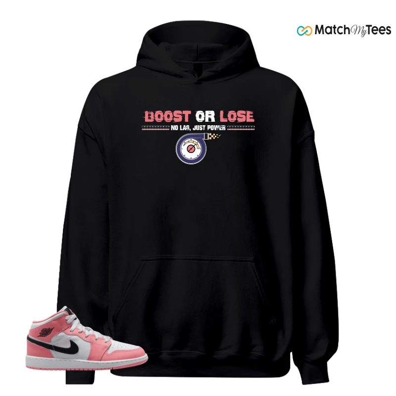 NIKE AIR JORDAN 1 MID GS PINK GAZE WHITE SNEAKER Matching Tees hoodie