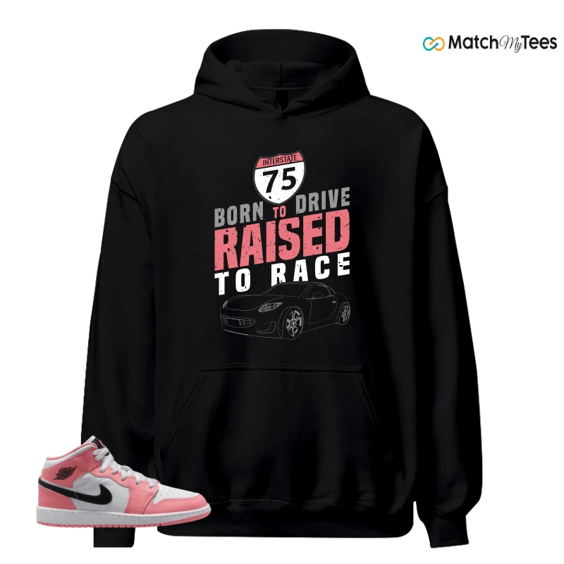 NIKE AIR JORDAN 1 MID GS PINK GAZE WHITE SNEAKER Matching Tees hoodie