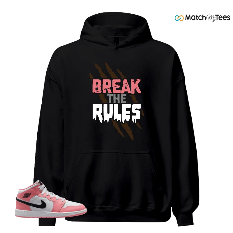 NIKE AIR JORDAN 1 MID GS PINK GAZE WHITE SNEAKER Matching Tees hoodie