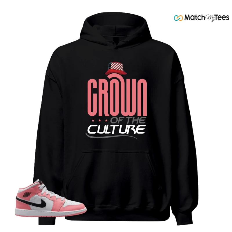 NIKE AIR JORDAN 1 MID GS PINK GAZE WHITE SNEAKER Matching Tees hoodie