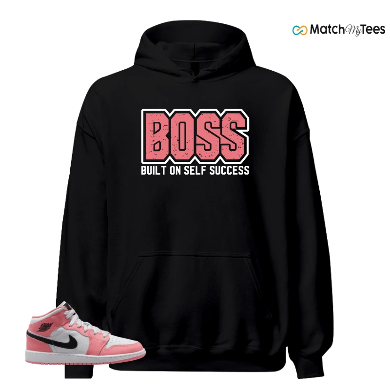 NIKE AIR JORDAN 1 MID GS PINK GAZE WHITE SNEAKER Matching Tees hoodie