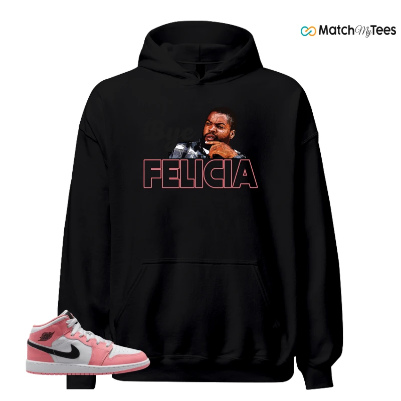 NIKE AIR JORDAN 1 MID GS PINK GAZE WHITE SNEAKER Matching Tees hoodie