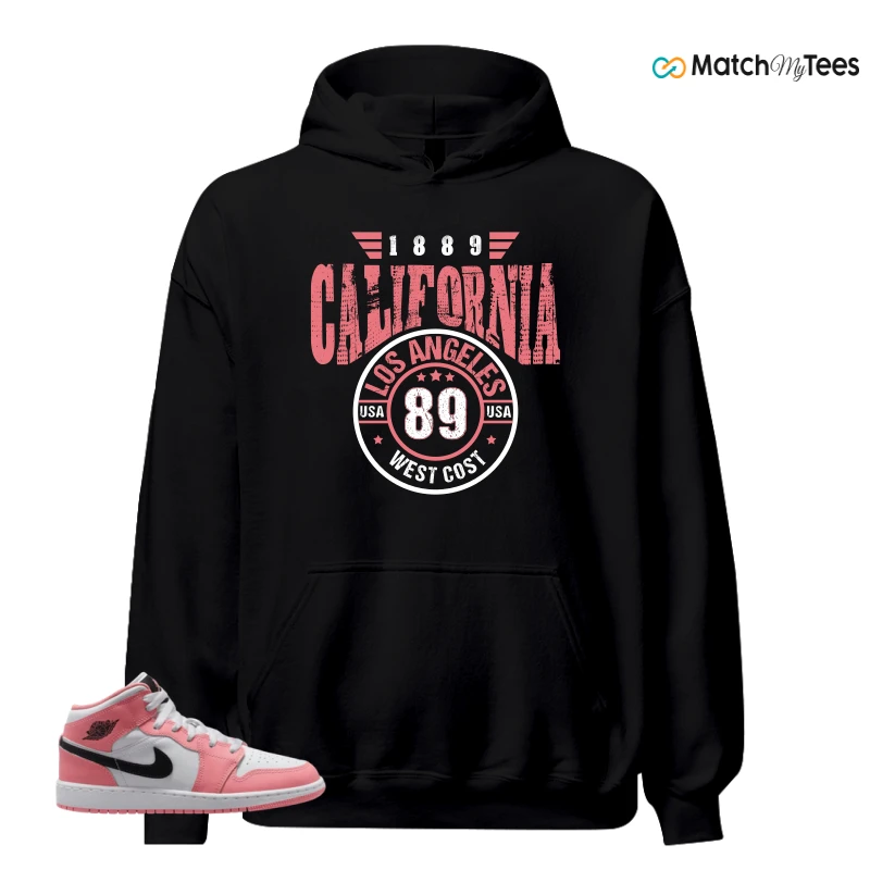 NIKE AIR JORDAN 1 MID GS PINK GAZE WHITE SNEAKER Matching Tees hoodie