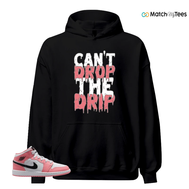 NIKE AIR JORDAN 1 MID GS PINK GAZE WHITE SNEAKER Matching Tees hoodie