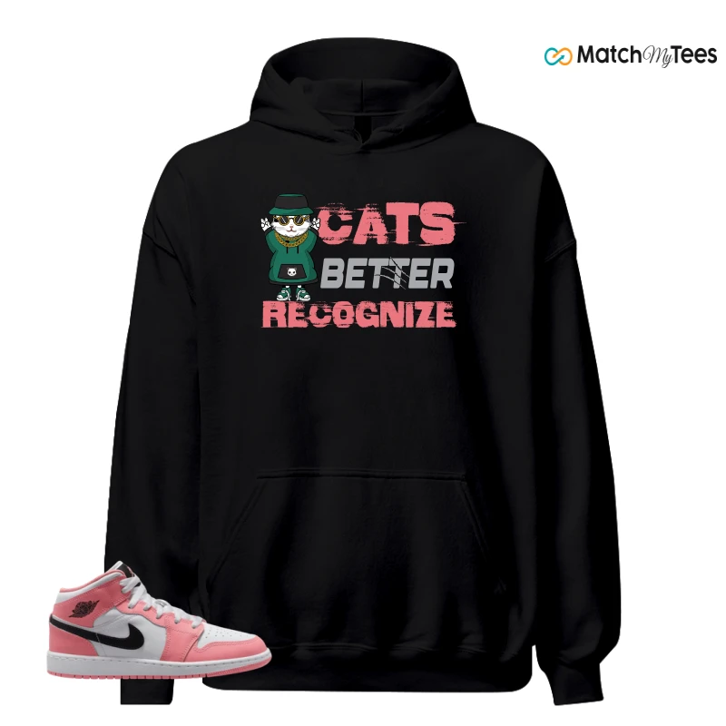 NIKE AIR JORDAN 1 MID GS PINK GAZE WHITE SNEAKER Matching Tees hoodie