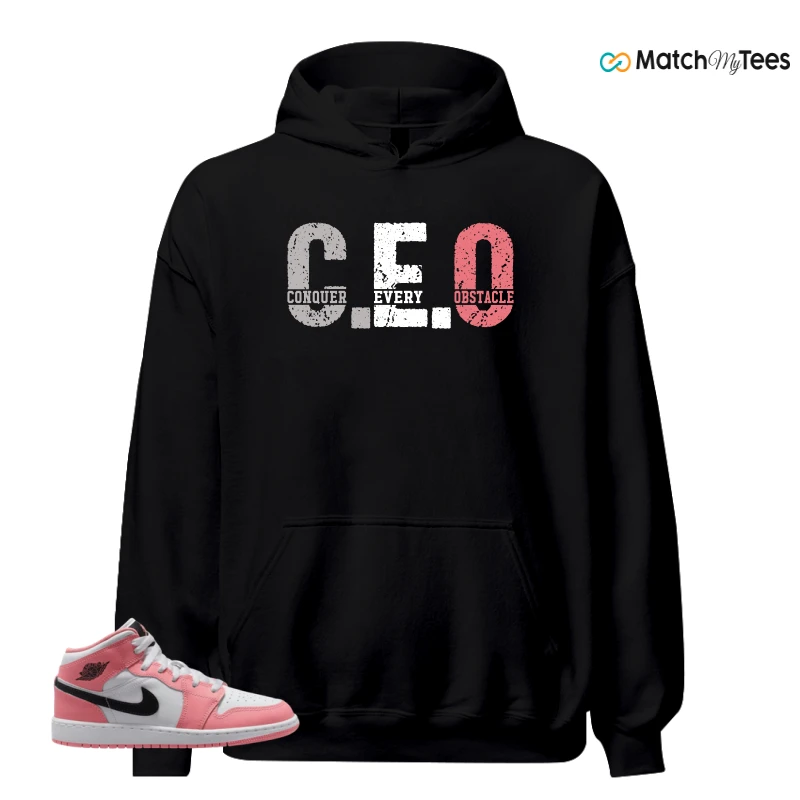NIKE AIR JORDAN 1 MID GS PINK GAZE WHITE SNEAKER Matching Tees hoodie