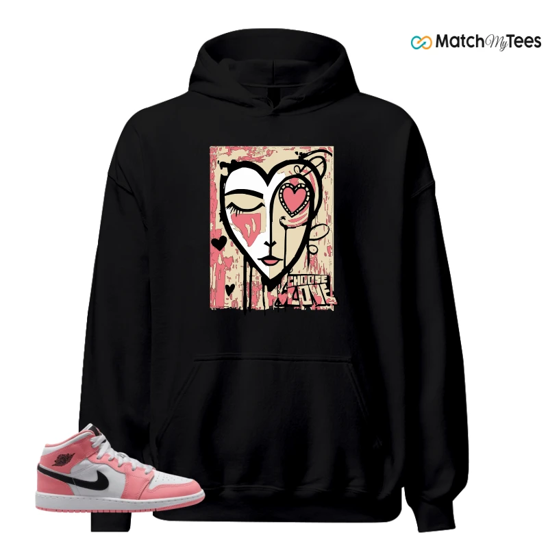 NIKE AIR JORDAN 1 MID GS PINK GAZE WHITE SNEAKER Matching Tees hoodie