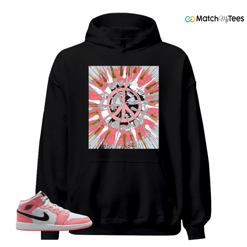 NIKE AIR JORDAN 1 MID GS PINK GAZE WHITE SNEAKER Matching Tees hoodie