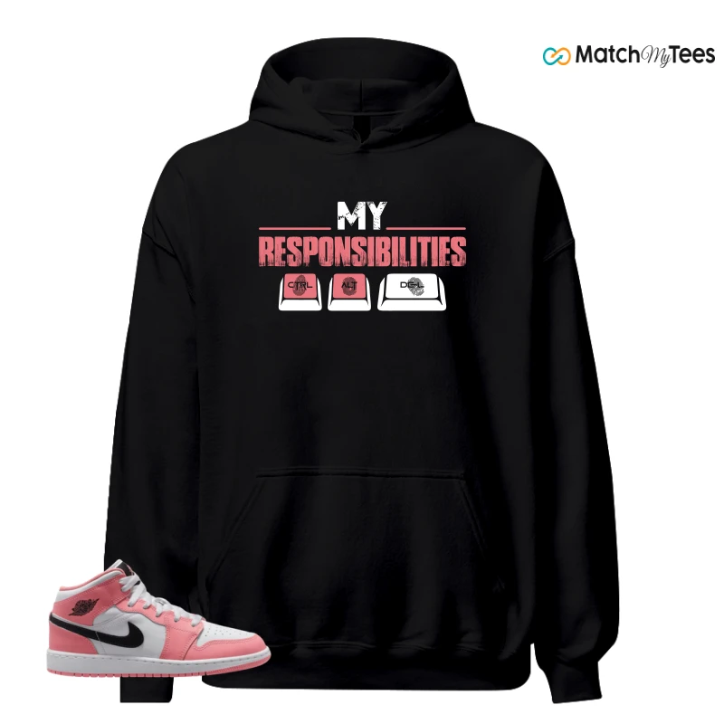 NIKE AIR JORDAN 1 MID GS PINK GAZE WHITE SNEAKER Matching Tees hoodie