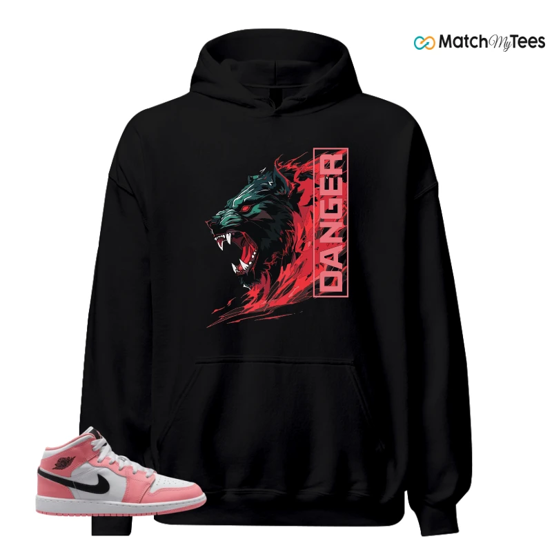 NIKE AIR JORDAN 1 MID GS PINK GAZE WHITE SNEAKER Matching Tees hoodie