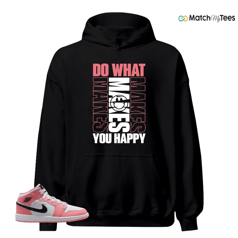 NIKE AIR JORDAN 1 MID GS PINK GAZE WHITE SNEAKER Matching Tees hoodie