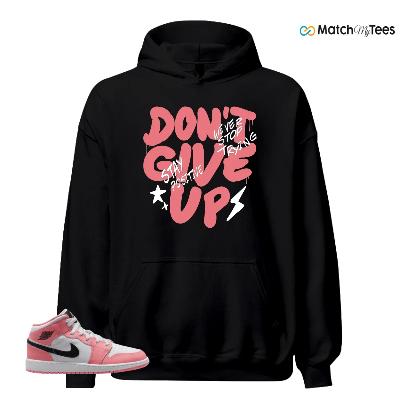 NIKE AIR JORDAN 1 MID GS PINK GAZE WHITE SNEAKER Matching Tees hoodie