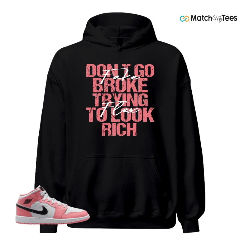 NIKE AIR JORDAN 1 MID GS PINK GAZE WHITE SNEAKER Matching Tees hoodie