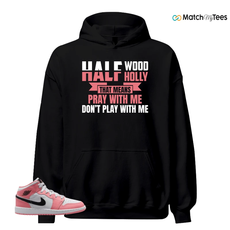 NIKE AIR JORDAN 1 MID GS PINK GAZE WHITE SNEAKER Matching Tees hoodie