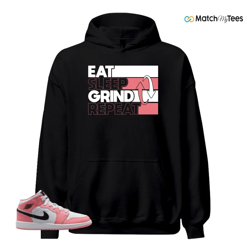NIKE AIR JORDAN 1 MID GS PINK GAZE WHITE SNEAKER Matching Tees hoodie